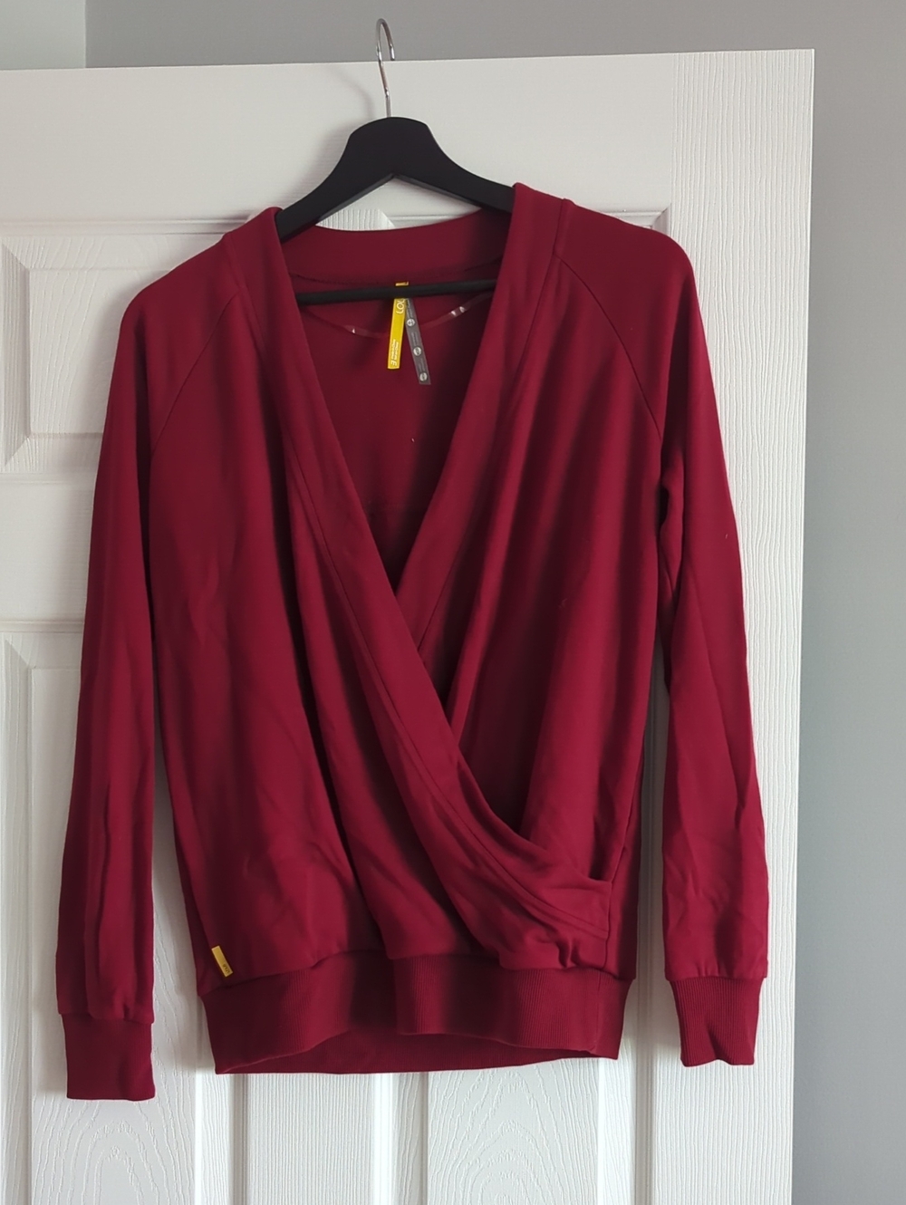 Women’s Deep Red Wrap-Front Sweater